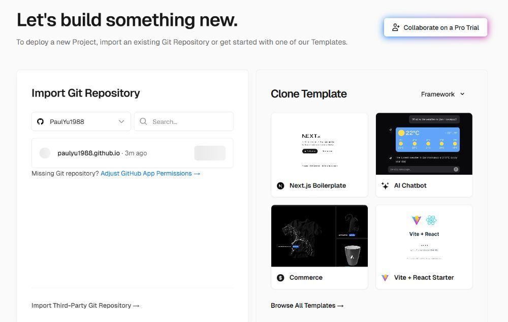 Import Your Project into Vercel